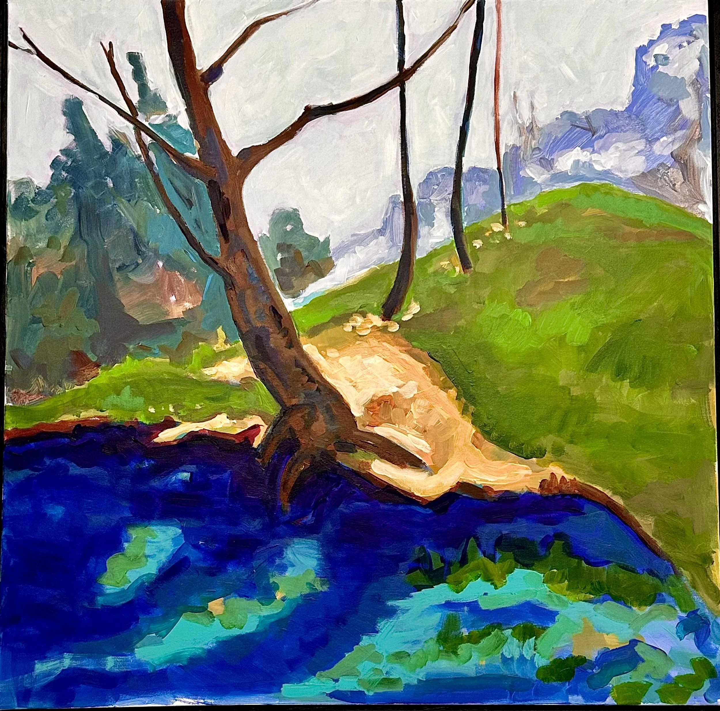 Foggy Bottom misty day 36 x36 acrylic on canvas $3500