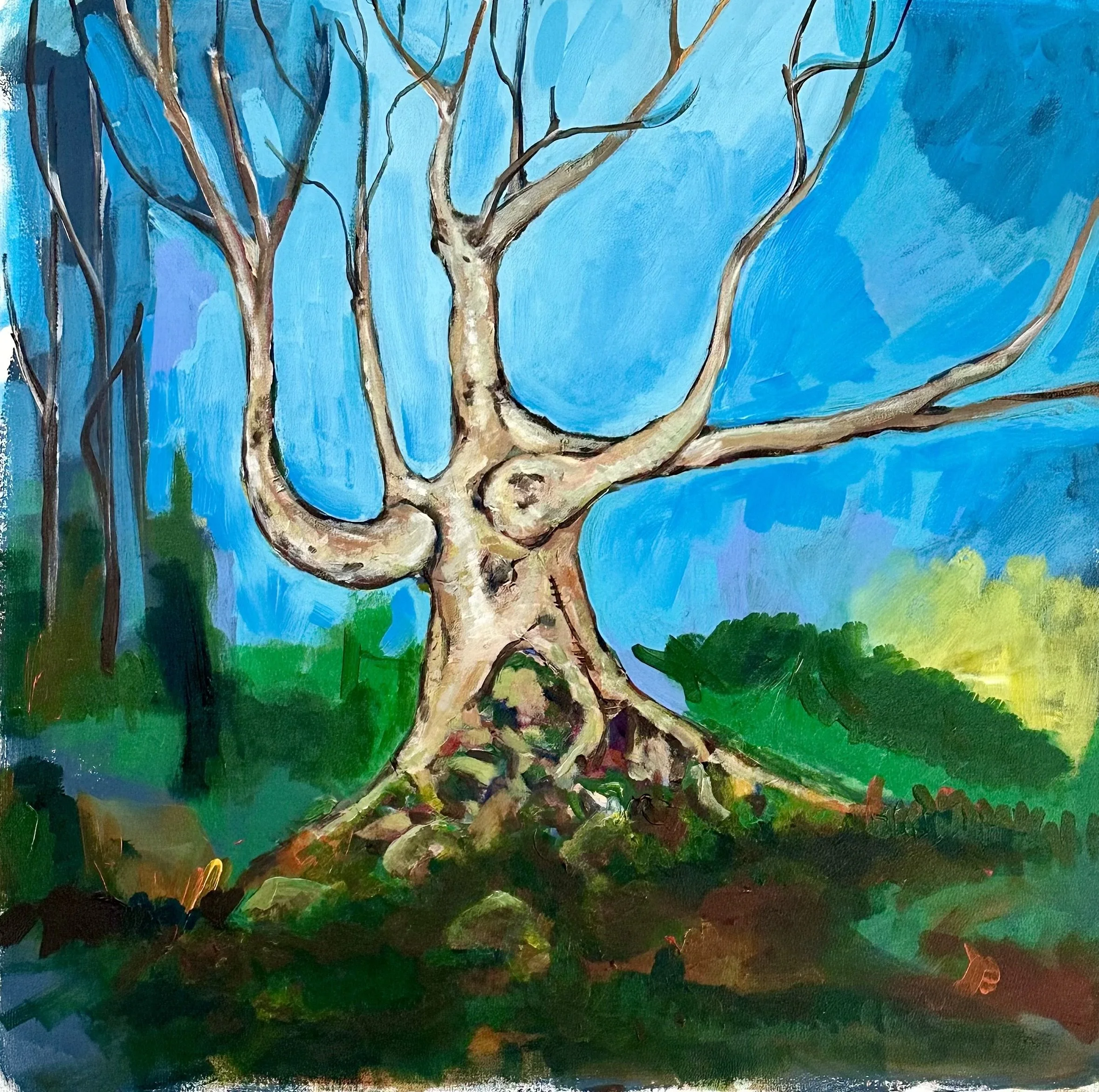 The Stone Gatherer. 36x 36 Acrylic on canvas $3500