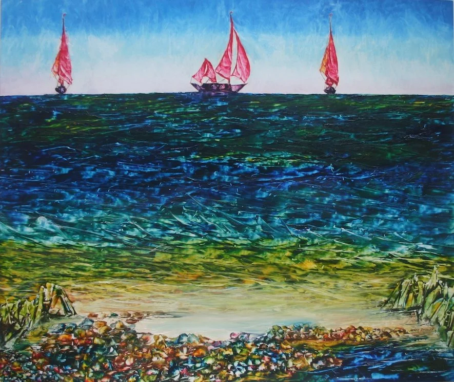 Three Sails, oil on board, 50 x 60cm