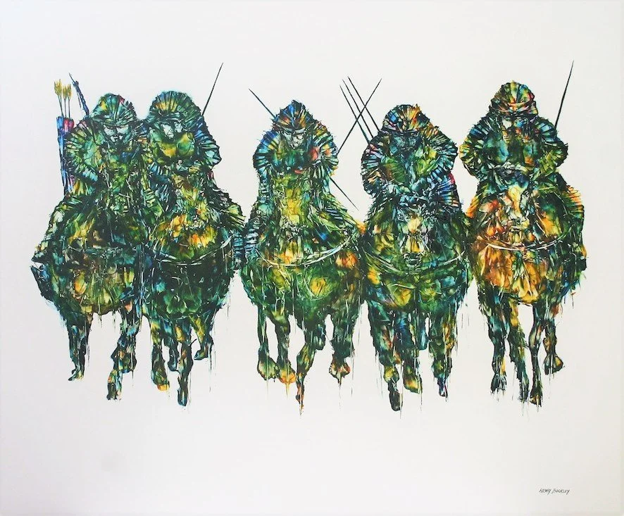 Horses and Riders Nine, oil on board, 50 x 60cm