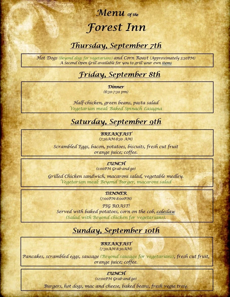 Menu of the Forest Inn