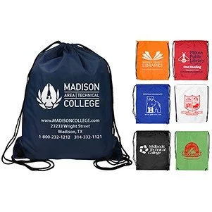 Ventoux drawstring cinch backpack in 210D polyester with front branding area for promotional products and event giveaways