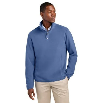 Brooks Brothers fleece 1/4-snap neck pullover in soft fabric with embroidered branding for corporate gifts and employee apparel