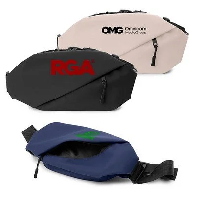 Premium PU leather fanny pack in neutral tone with zip closure and clean finish, suited for business gifts and branded merchandise