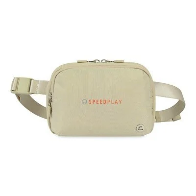 CORKCICLE crossbody belt bag in desert-tone fabric with zip closure and adjustable strap, ideal for corporate gifts and branded merchandise