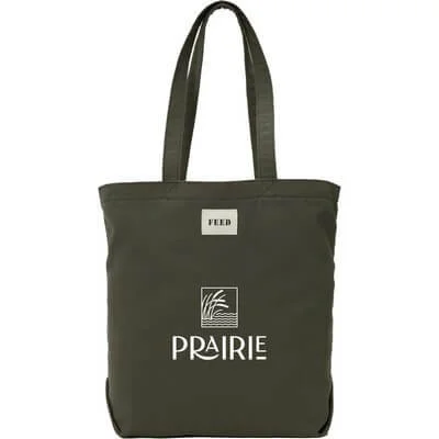 Organic cotton shopper tote standing open with sturdy handles visible.