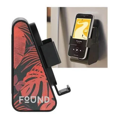 Phone grip outdoor magnetic Bluetooth speaker with integrated stand for client gifts and branded tech merchandise