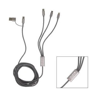 Compact multi-connector charging cable with connectors separated for clarity.