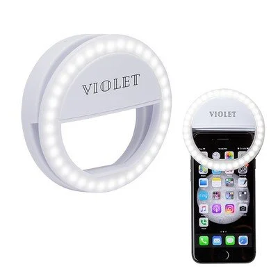 Ella selfie light ring with clip-on design and LED lighting for employee gifts, virtual meetings and branded merchandise