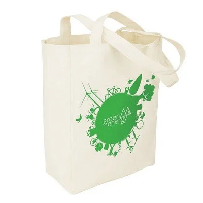 Soverna natural canvas tote bag with long handles and branded imprint area for corporate gifts and branded merchandise programs