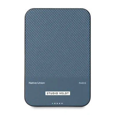 Native Union Classic magnetic 5000mAh power bank with wireless charging capability for client gifts and branded merchandise