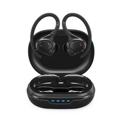 iLive waterproof truly wireless earbuds in black with charging case for corporate gifts, employee gifts and branded merchandise
