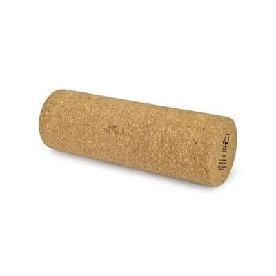 Cork foam roller shown horizontally to reveal its natural texture.