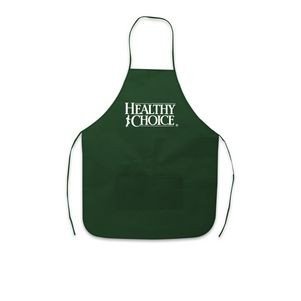 Non woven apron in lightweight fabric with front pocket and tie straps, suitable for promotional products and employee gifts