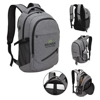 Pro-Tech laptop backpack with padded computer compartment and branded exterior for business gifts and employee appreciation programs
