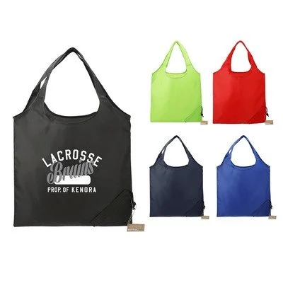 Bungalow rPET foldable shopper tote in recycled fabric with compact design for employee gifts and sustainable branded merchandise