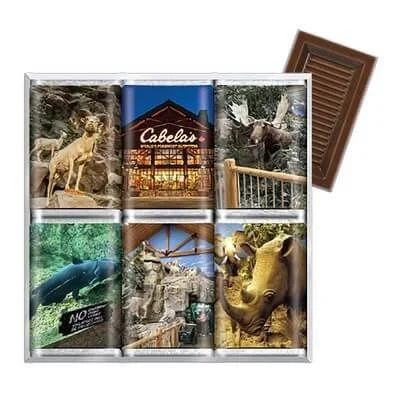 Slims chocolate bars pack with custom branded wrapper for client gifts, employee gifts and holiday promotional products