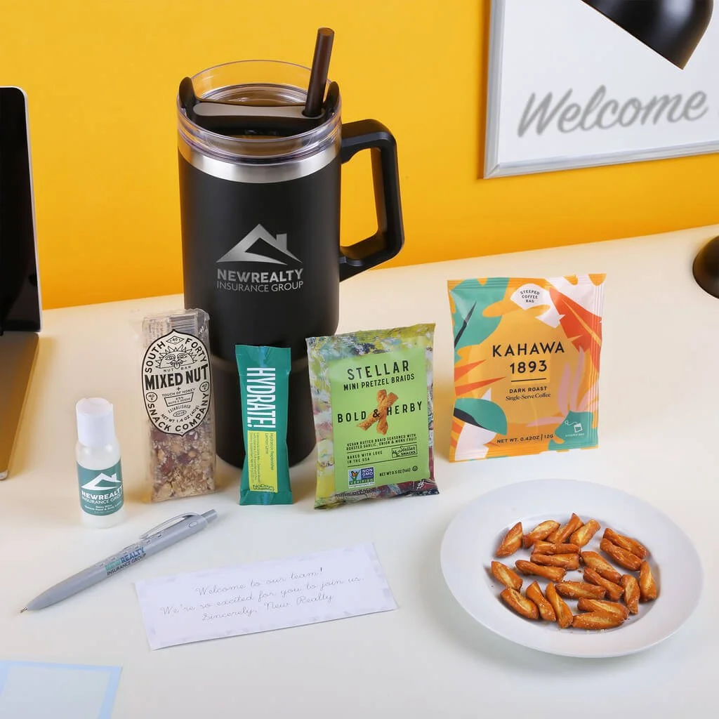 Lemon Lime Sachet, Mixed Nut Bar, Coffee Pack