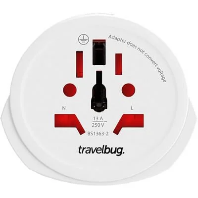 SKROSS world-to-Europe travel adaptor shown from two angles.
