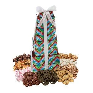 Presidential Sweet nine-tier gift tower with stacked boxes and gourmet treats for corporate gifts and client appreciation