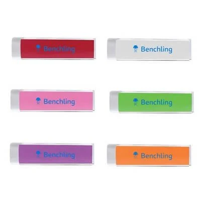 Portable USB charger with compact design and branding area for client gifts, promotional products and event giveaways