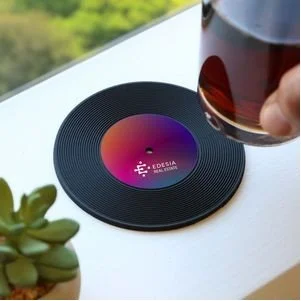 Retro vinyl coaster
