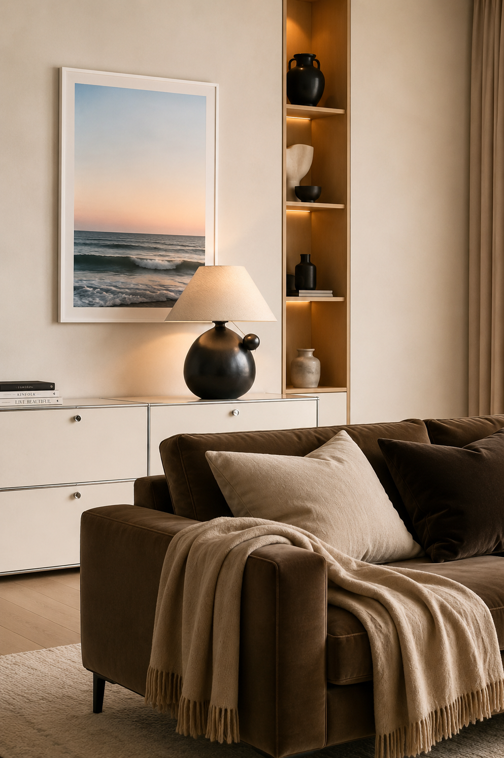 living room design project in Rüschlikon for an international client. Maison Barbara studio based in Oberrieden, Switzerland.