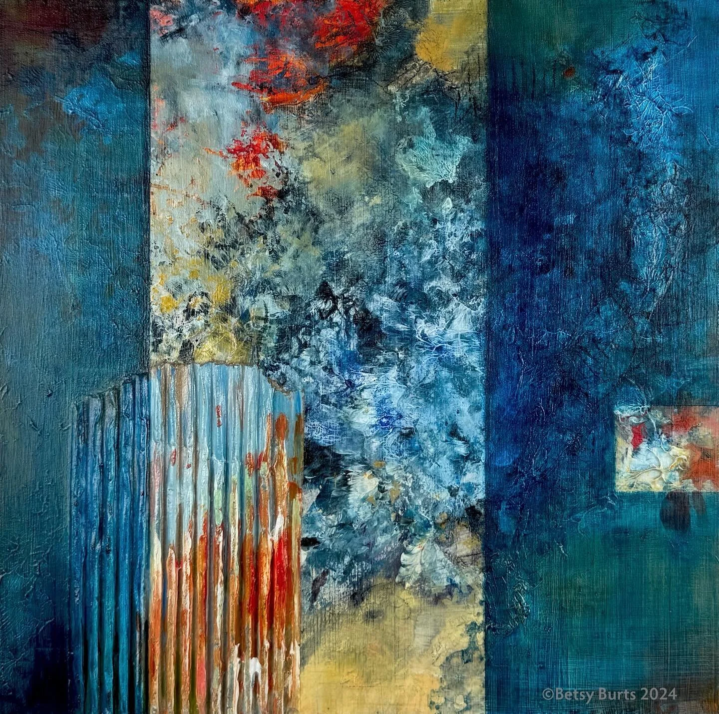 This is &ldquo;Room With a View.&rdquo; 12&rdquo; x 12&rdquo; x 1 1/2&rdquo; on gallery deep cradled wood panel. Signed and titled on the back, wired and ready to hang.

This vibrant and textured painting is inspired by the sights and sounds on a vis