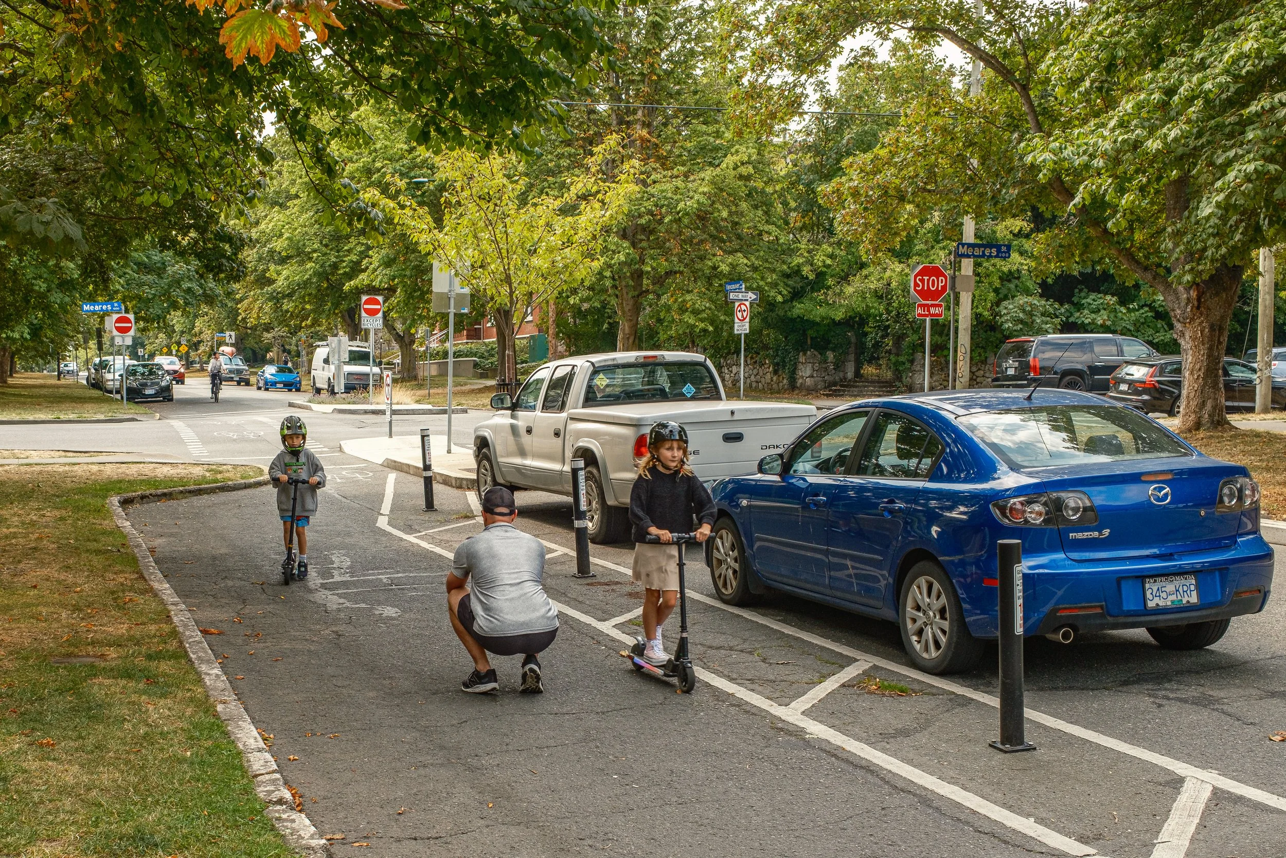 Behind the scenes with kids rolling by the camera