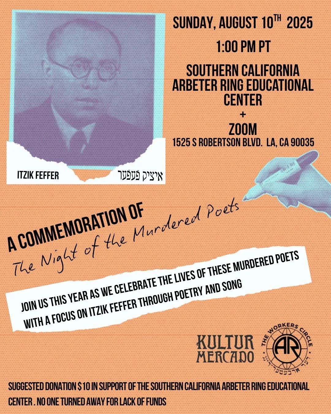 Link in Bio. There's nothing better than art, music, and anti-fascism. 
Join us this year for the annual Night of the Murdered Poets, commemorating the Yiddish-speaking writers, artists, and activists executed at the height of the Stalinist purges.