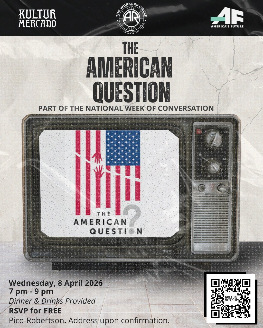 This Wednesday! Join us for an evening of film, food, and meaningful conversation. We&rsquo;ll screen the documentary The American Question with a shared dinner and a facilitated discussion exploring what it means to live together in a divided time.
