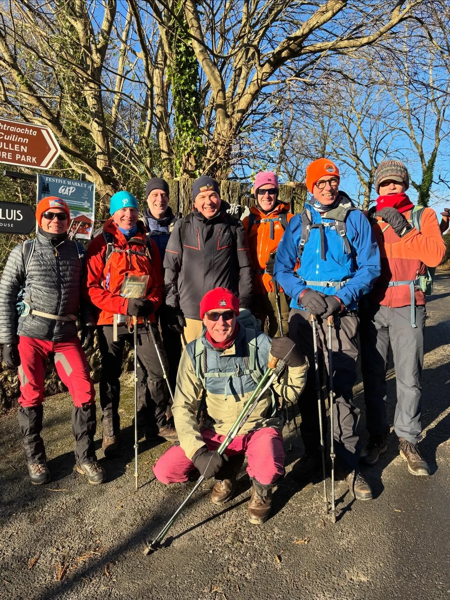 Thanks to Dermot M and John B for bringing 32 of us on an invigorating hike in the Tibradden and Fairy Castle area of Wicklow. Dermot led an intrepid 8 on a fast 23km option and John led the remainder on a more relaxed-pace 19km hike. Many went on to