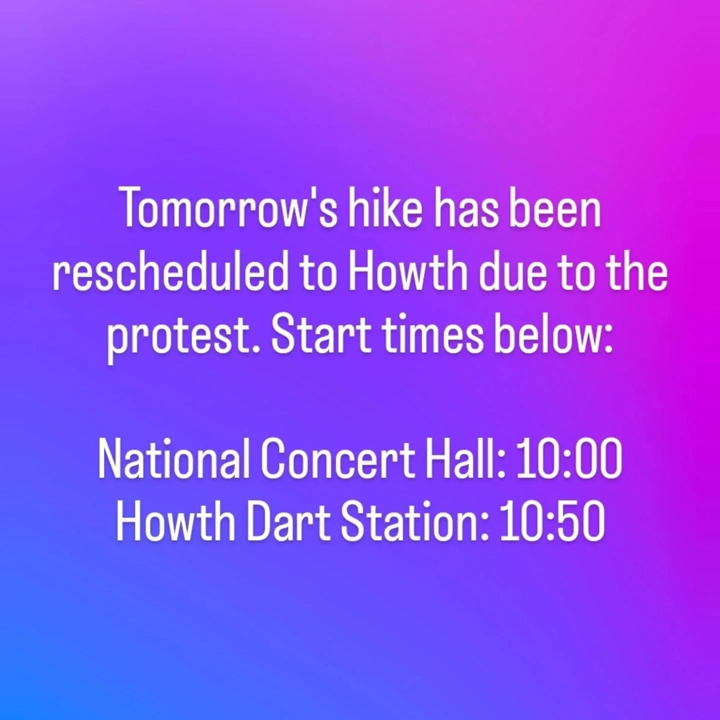 Tomorrow's hike has been rescheduled to Howth 🏖️ For more details visit the link in our bio.