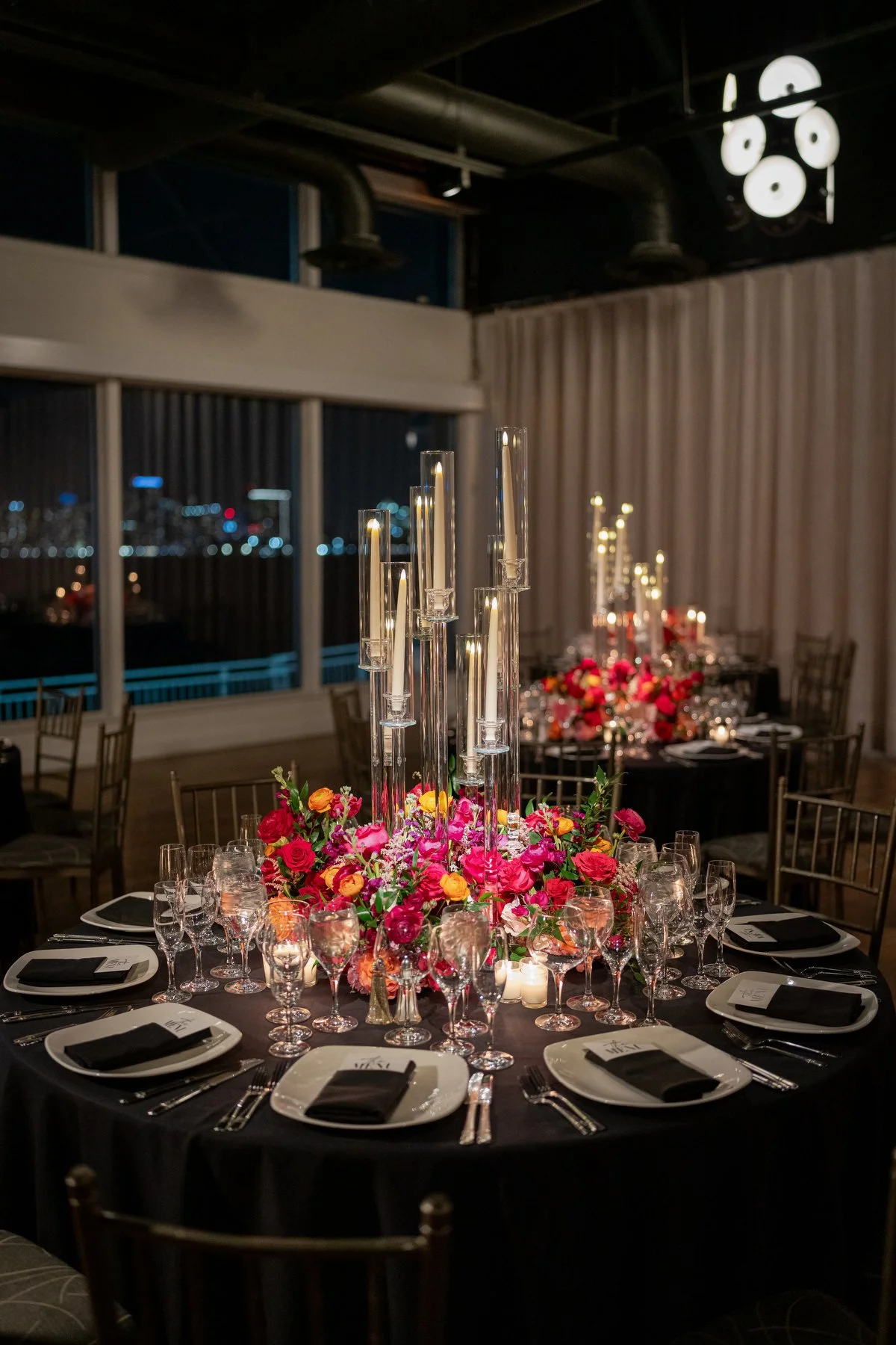 Wedding reception in loft space at The Lighthouse Chelsea Piers NYC