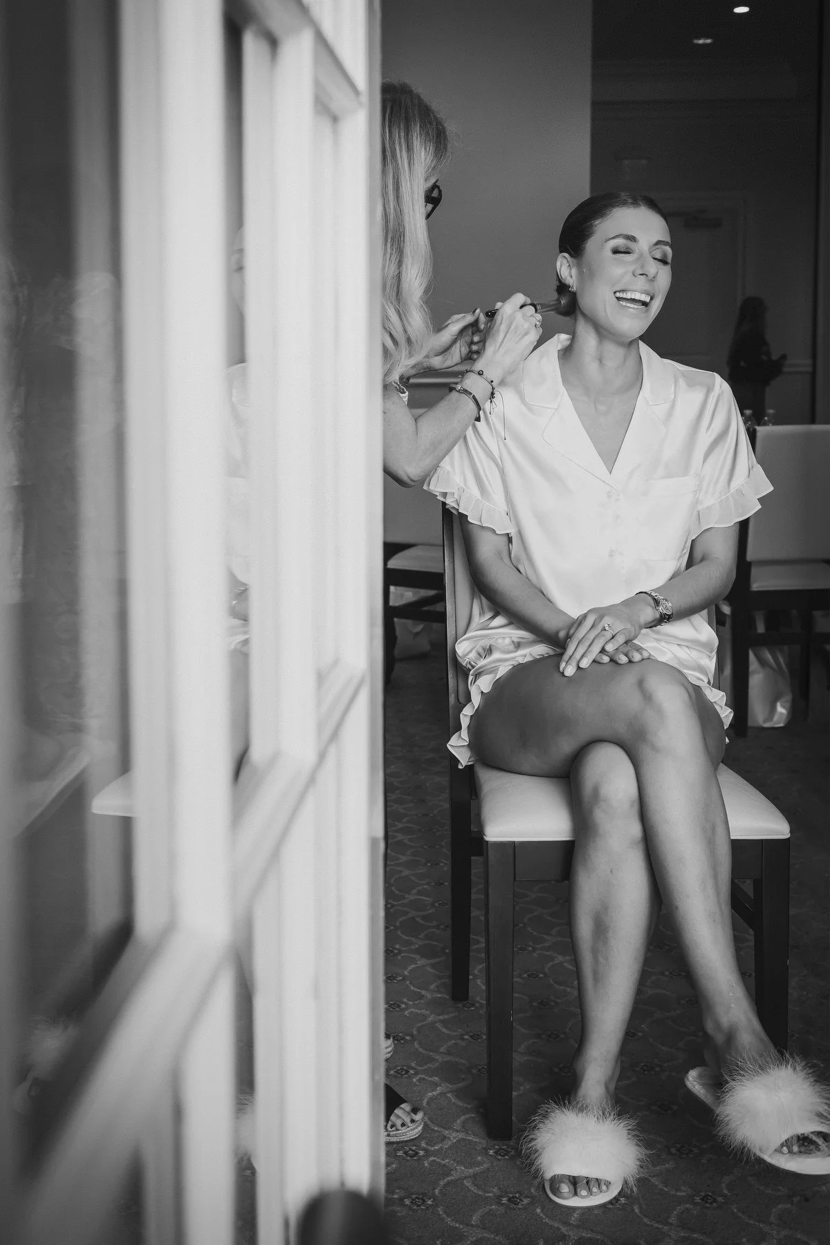 Bride getting ready at Alpine Country Club wedding Demarest NJ