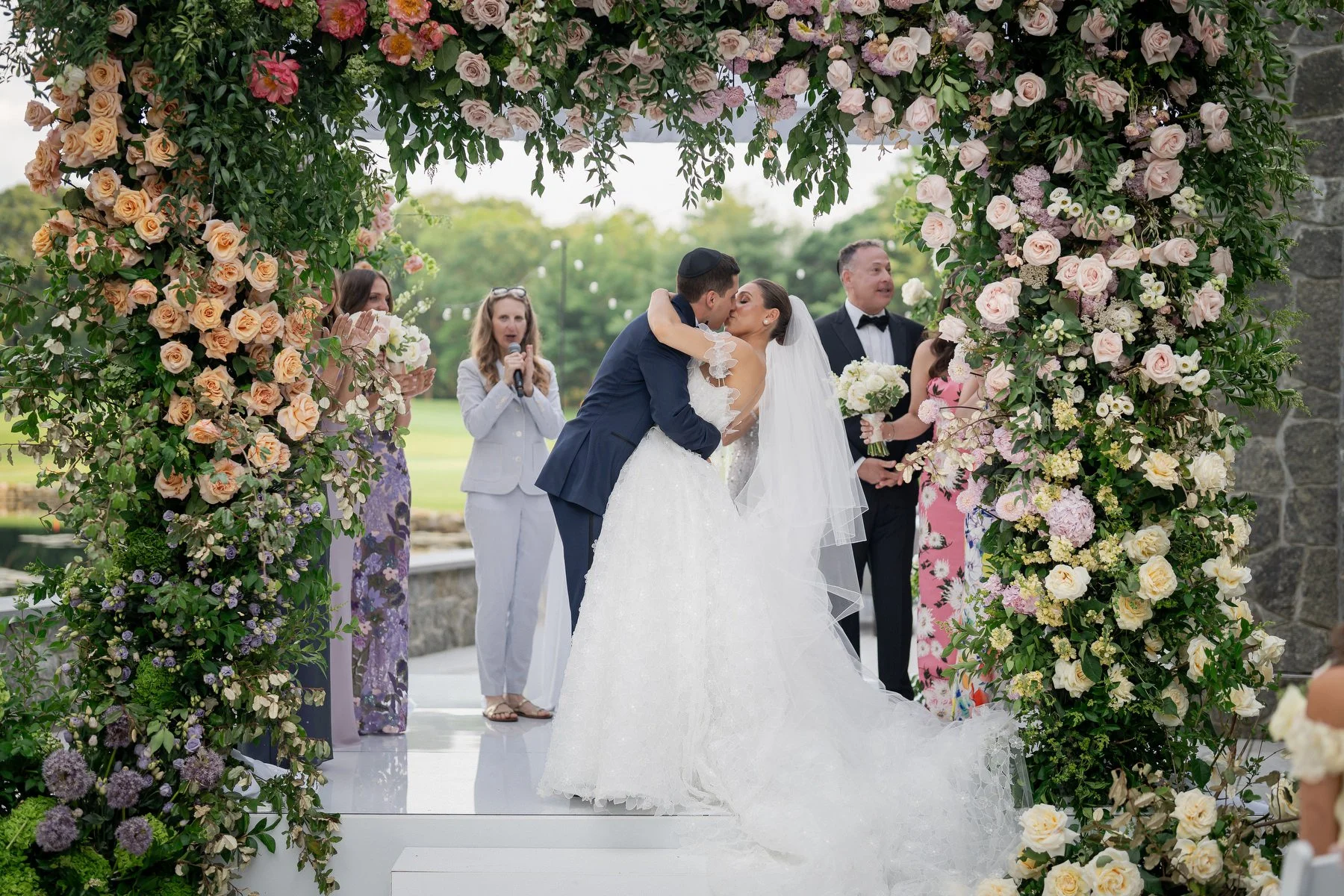 First kiss at Alpine Country Club wedding