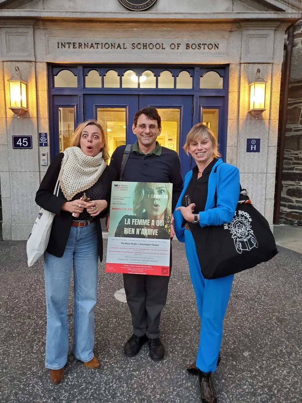 Léonore Chaix (left) with David Miller and the show’s director, Anne Le Guernec.