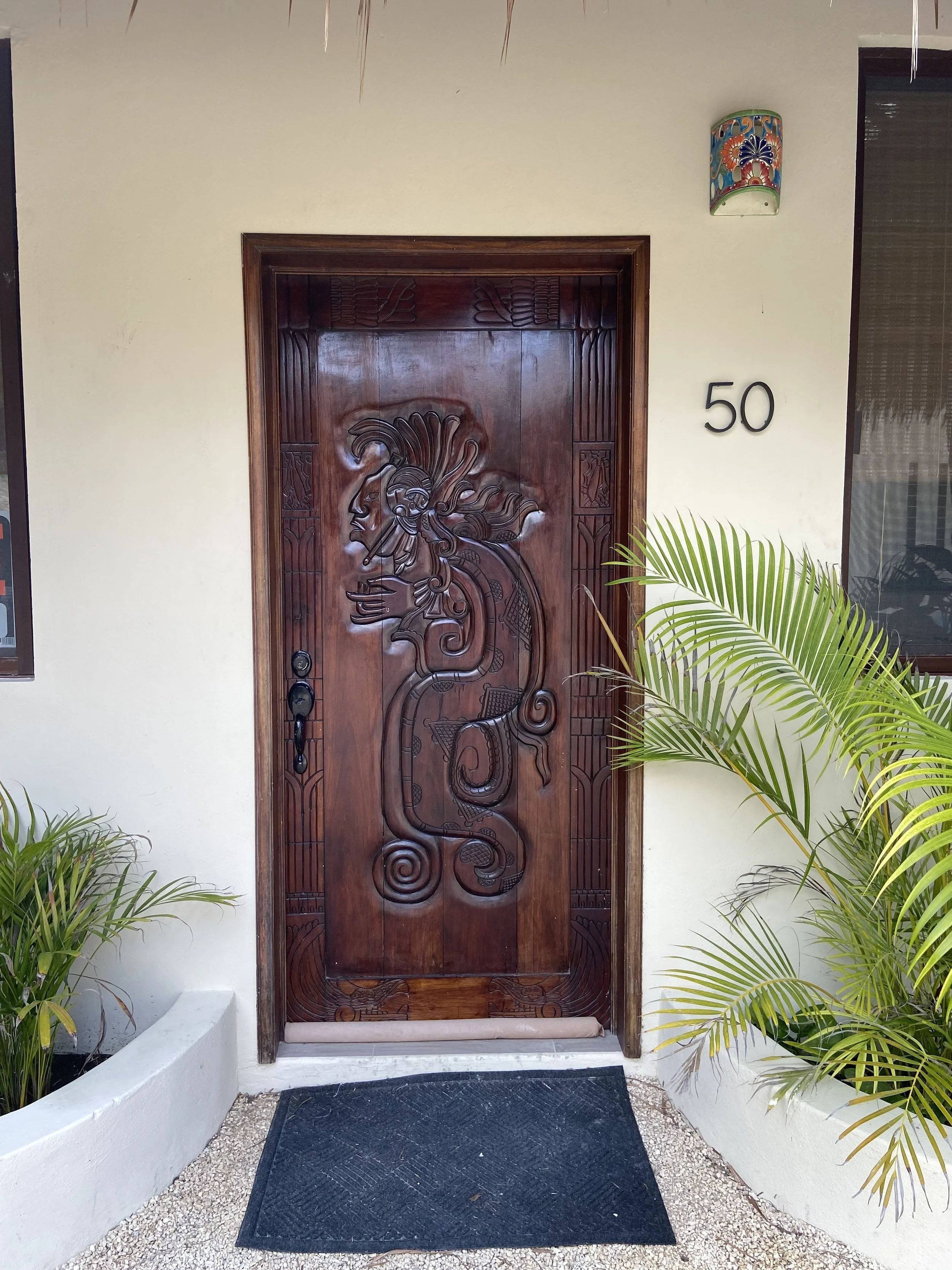 Hand carved front door