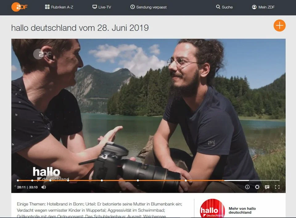 Screenshot von Hallo Deutschland mit Reporter Andreas Korn und Sebastian Frölich am Walchensee