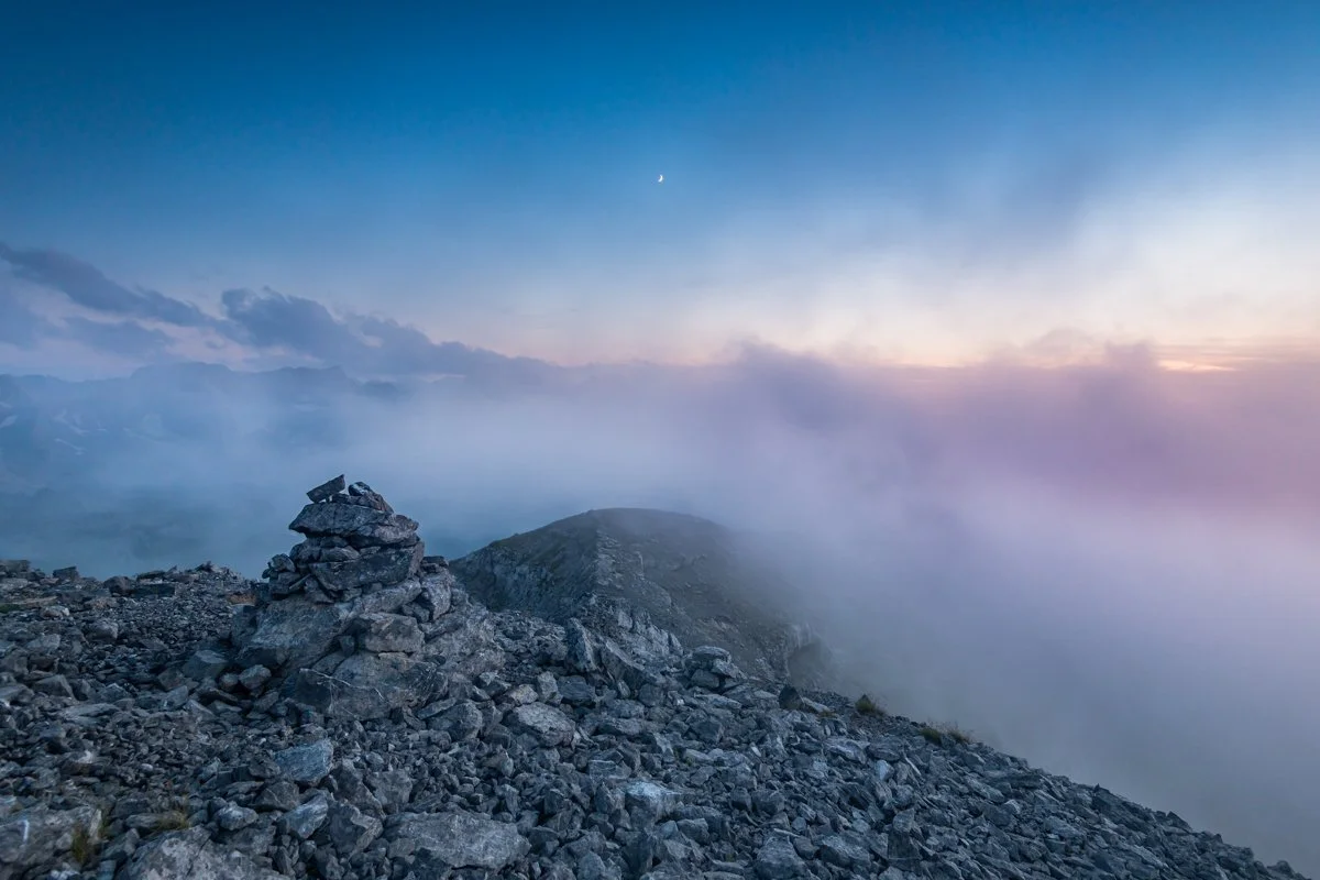 Kurz nach Sonnenuntergang am Sonnjoch