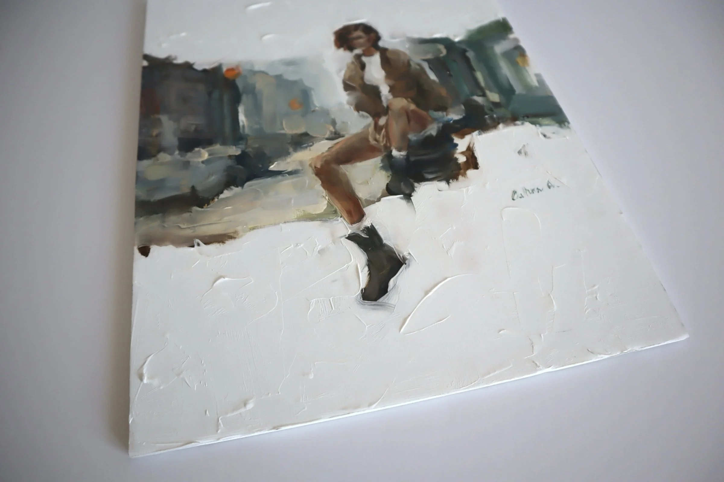 “Streetlight Reverie” Original Oil Painting, 28 x 37 cm