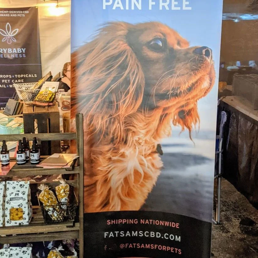 Fat Sam's Banner Stand for use at events and Pop Up Markets