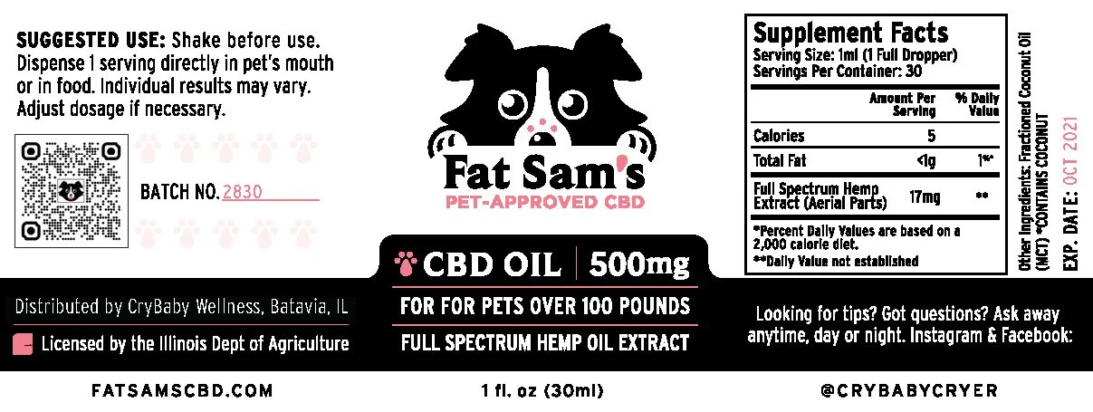 CBD Oil for Pets Label