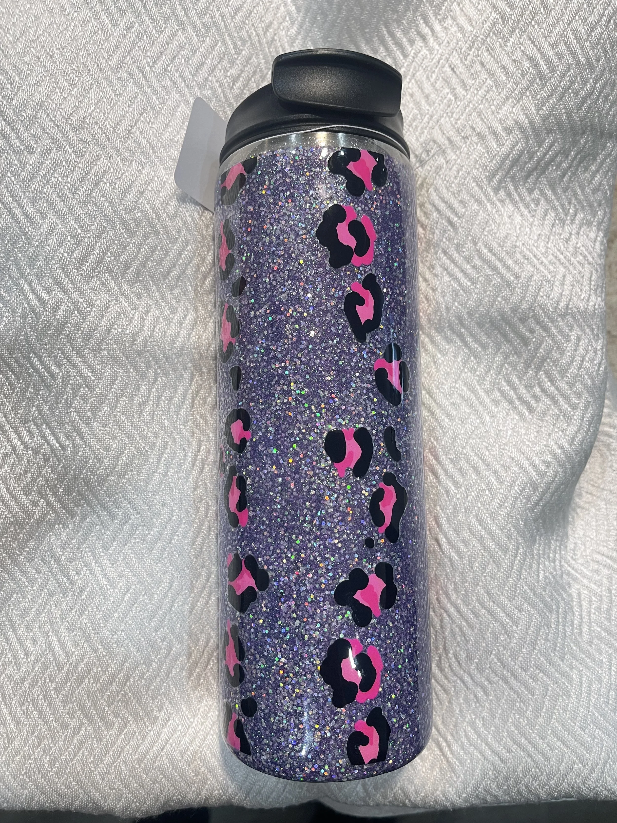 52 - 20oz Dual Flip Purple Glitter Cheeta - Queen