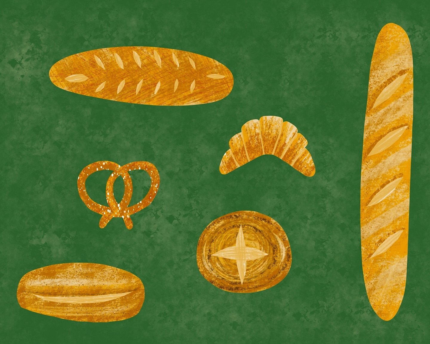 Who&rsquo;s hungry? 🍞🥖🥨🥐

#illustration #procreate #designer #illustrator #creativestudio #studio #artist #bread #baguette #pretzel