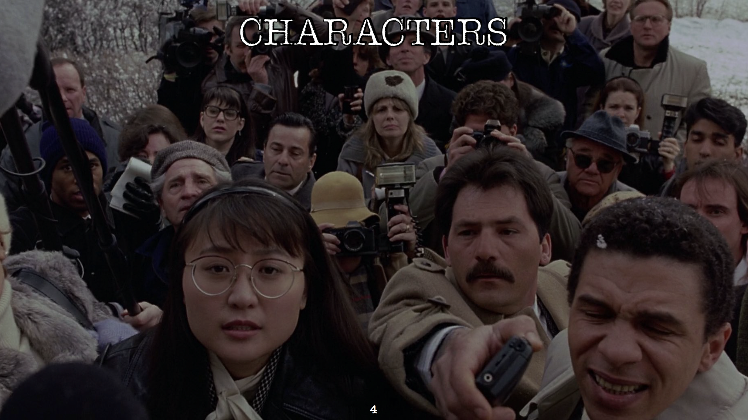 SUSIE SEARCHES feature film pitch deck. Characters page. Designed by Nicole Smolen of SMOLDER.