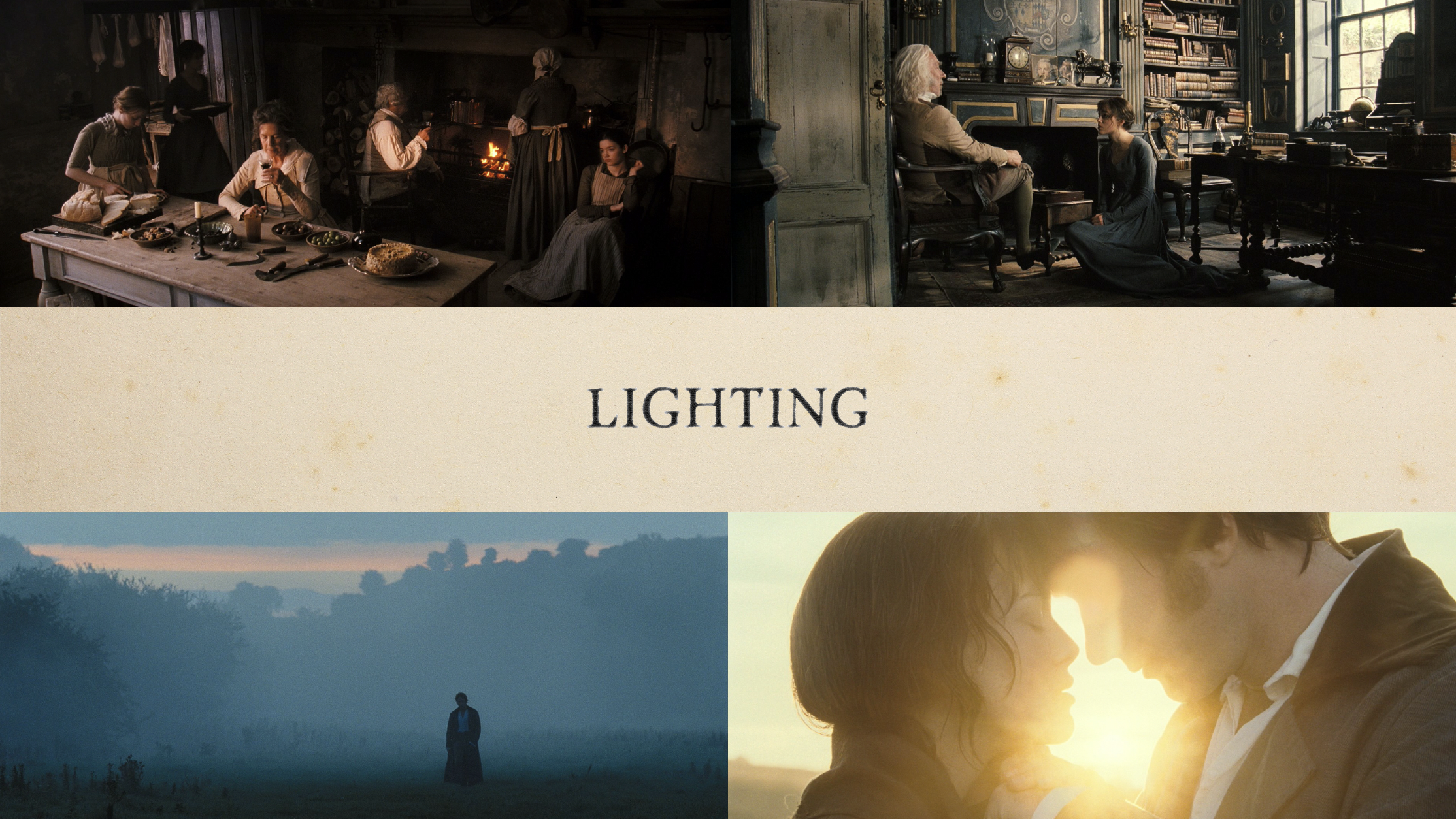 PRIDE AND PREJUDICE spec feature film pitch deck. Lighting page. Designed by Nicole Smolen of SMOLDER.