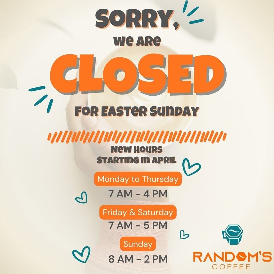 🐰☕ Savor Easter Joy with Random&rsquo;s Coffee! 🌷🐣

While Random&rsquo;s Coffee takes a day of rest this Easter, let the spirit of joy and renewal fill your cup wherever you are. 

Our coffee family wishes you a day of warmth, love, and delightful