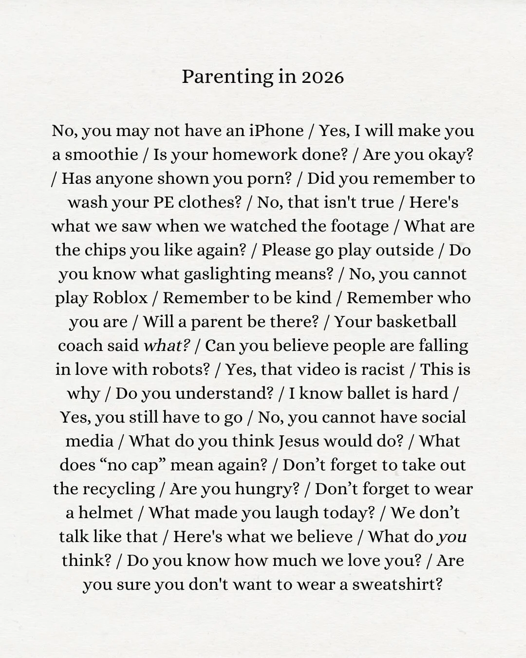 Consider this my Katniss Everdeen salute to all the moms and dads out there. And if you understand what &ldquo;no cap&rdquo; means, please help a girl out! 🤪