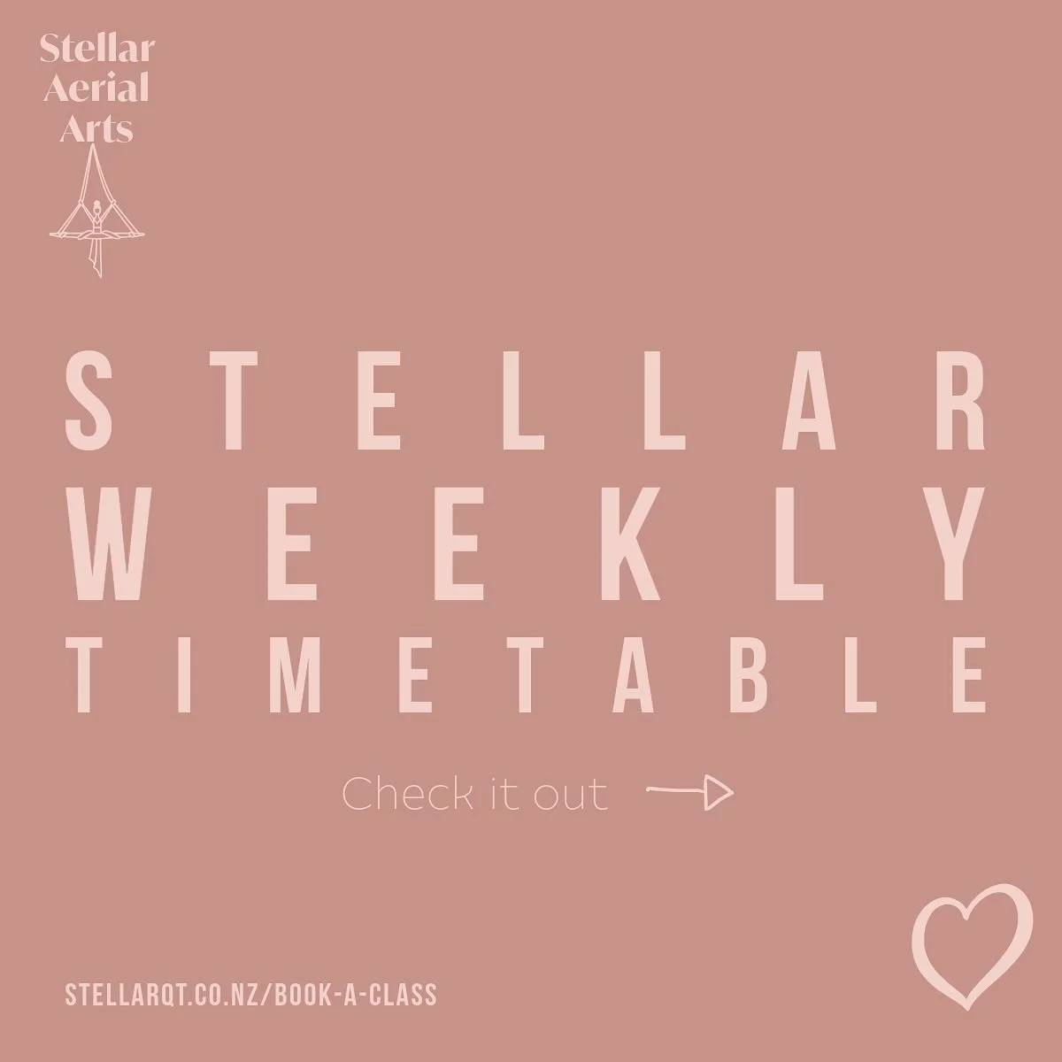 We hope you all had a great long weekend despite the weather in Queenstown ❤️ Here is our timetable for the week! A few changes 😎

Mon - 6pm Intro Beginner and 7pm Intermediate Silks with Emily
Tue - 7pm Intro Beginners with Laura 
Wed - 3.30pm Yout